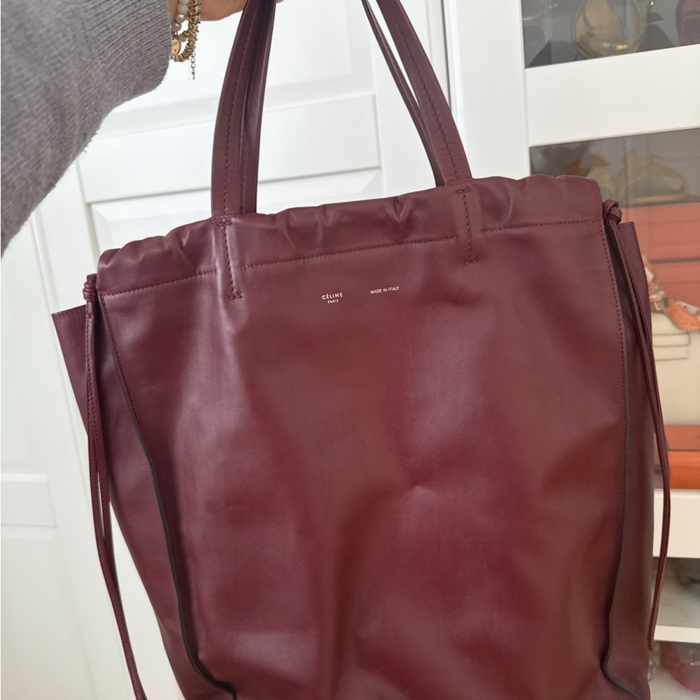 Céline Burgundy Leather Tote Bag